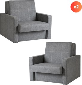 2 db-os szett, egyszemélyes ágyazható fotel szürke színben MILAN 1