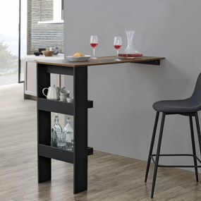 [en.casa] Stílusos bárasztal Bromölla falhoz szerelhető fekete/tölgy sötét