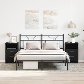 Éjjeli szekrények 2 db Fekete tölgy 40x35x65 cm Mérnöki fa