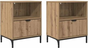 vidaXL Éjjeliszekrény 2 pcs kézműves tölgy 49 x 36 x 61 cm Faanyag