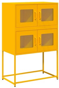 Highboard Mustársárga 68x39x107 cm Acél