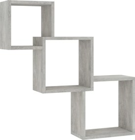 vidaXL betonszürke kocka alakú szerelt fa fali polcok 68x15x68 cm