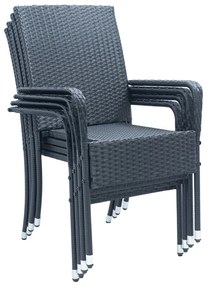 Polirattan Yoro kerti székek karfával, 4 db fekete