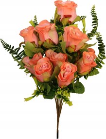 10 db-os rózsacsokor páfrányokkal, narancssárga