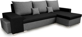 PETR Kinyitható sarokkanapé Fekete/szürke