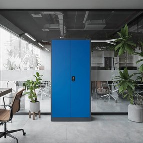 Fém iratszekrény JAN, 900 x 1850 x 400 mm, antracit-kék