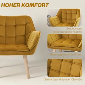 HOMCOM Kárpitozott karosszék, kiegészítő szék, skandináv dizájn, 67 x 61,5 x 71 cm, gumifa lábak, aranyrúd