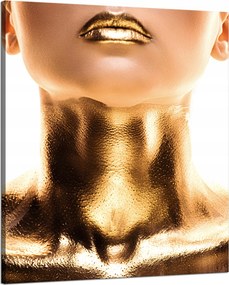 Vászonkép Nő Arany Nyak és Száj Művészet 80x100 cm