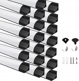 Alumínium Led profil Szögletes 18 x 1 M Komplett Szett