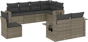 vidaXL 8 részes szürke polyrattan kerti ülőgarnitúra párnákkal