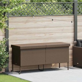 vidaXL barna polyrattan kerti tárolóláda kerekekkel 160x55x75 cm