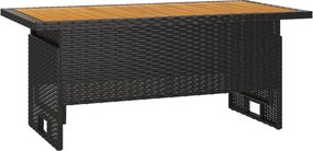 vidaXL fekete tömör akácfa és polirattan kerti asztal 100x50x43/63 cm