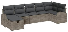 vidaXL Kanapé Szett párnával tárolóval 7 pcs Szürke polirattan