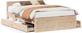 vidaXL tömör fenyőfa fejtámlás ágykeret matrac nélkül 140 x 190 cm