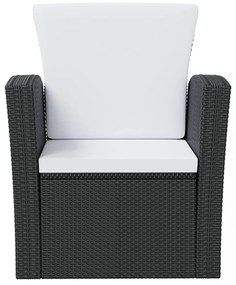 8 részes fekete polyrattan kerti társalgószett párnákkal