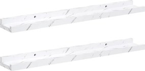 vidaXL Falpolc polcokkal 2 pcs Fehér márvány 60 x 9 x 3 cm Faanyag