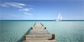 Fotó kép edzett üveg Fa móló 140x70