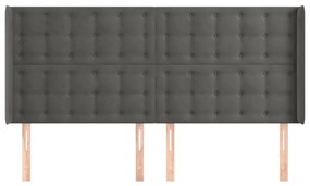 sötétszürke bársony fejtámla szárnyakkal 163x16x118/128 cm