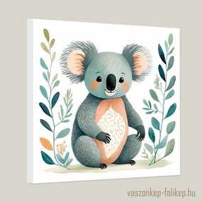 Aranyos koala illusztráció akvarell – bájos falikép gyerekszobába 40x40cm