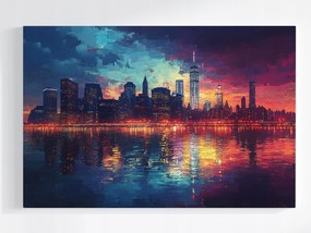 Poszter Város Panoráma Manhattan New York Este 120x80