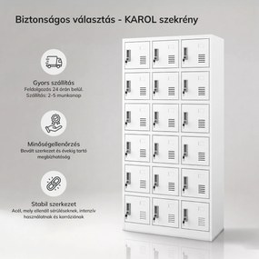 Fehér rekeszes munkavállalói szekrény: KAROL, 900 x 1850 x 400 mm