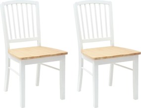 vidaXL Étkező Székek 2 pcs Fehér 50 x 52,5 x 91 cm Tömör Gumi Fa