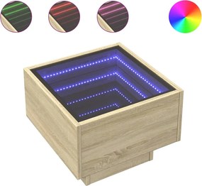 vidaXL sonoma tölgy végtelen hatású LED-es éjjeliszekrény 40x40x30 cm