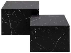 Fekete dohányzóasztal szett márvány dekorral, 2 db-os 58x58 cm Dice – Actona