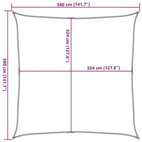 3,6x3,6 m antracit HDPE tér napernyő