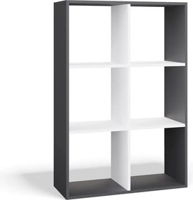 Malax 2x3 polc, 110x75x30 cm, antracit-fehér