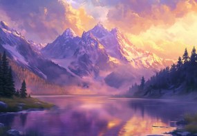 Fotótapéta - Varázslatos napfelkelte a hegyekben (147x102 cm)