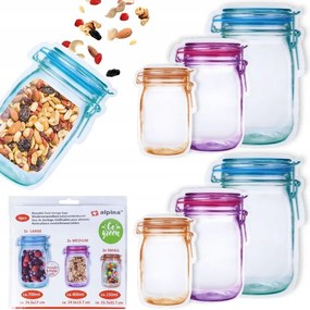 6x tasakok Zacskók Húros tasakok élelmiszer tárolás fagyasztáshoz