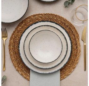 24 darabos étkészlet, fehér/fekete, porcelán