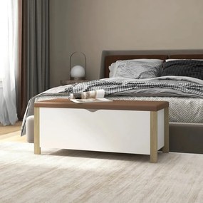 fehér és sonoma tölgy színű tárolódoboz párnával 105x40x45 cm