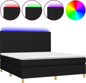 vidaXL fekete szövet rugós és LED-es ágy matraccal 160x200 cm