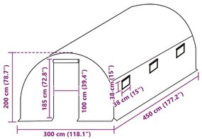 átlátszó melegház pótponyva (13,5 m²) 3 x 4,5 x 2 m
