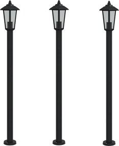 vidaXL 3 db fekete rozsdamentes acél kültéri állólámpa 120 cm
