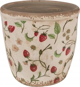 Louis bézs kerámia kaspó eperrel 16x16 cm