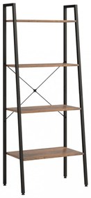 4 szintes sötétbarna és fekete állópolc 56 x 35 x 140 cm