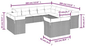 13 részes szürke polyrattan kerti ülőgarnitúra párnákkal