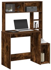 vidaXL füstös tölgy szerelt fa íróasztal polcokkal 100x45x140 cm
