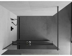 Mexen Kioto+, zuhanykabin polccal és akasztóval 120 x 200 cm, 8 mm-es tükörmintás üveg, grafit profil, 800-120-121-66-50