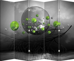 Paraván - Zöld absztrakt gömbök (210x170 cm)