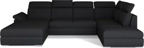 Fekete kinyitható sarokkanapé (jobb oldali-U alakú) Evanell – ELTAP