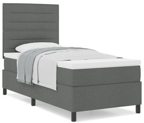 Box Spring Ágy Matraccal Sötétszürke 90x200 cm Szövet