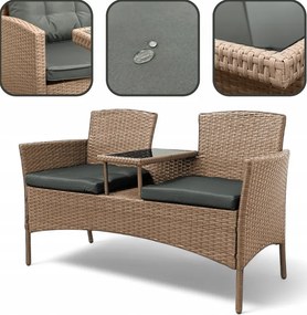 Kerti rattan garnitúra NM-03 - natúr + szürke párnák