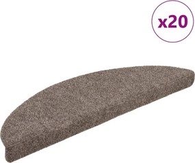 vidaXL 20 db öntapadós lépcsőszőnyeg 56 x 17 x 3 cm bézs félkör alakú