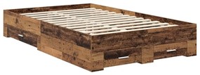 vidaXL Ágykeret fiókkal fejtámlával Öreg fa 120 x 200 cm Faanyag