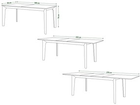 Mazzoni BARI Természetes Tölgy 180x90 cm (+2 db 45 cm-es bővítőlap) - 270 CM-IG BŐVÍTHETŐ JAPÁN/SKANDINÁV STÍLUSÚ FA ASZTAL