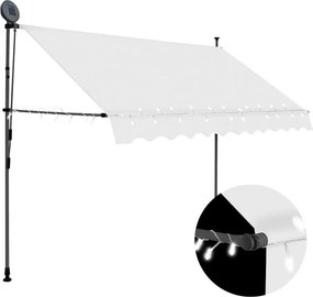 vidaXL krémszínű kézzel kihúzható LED-es napellenző 300 cm